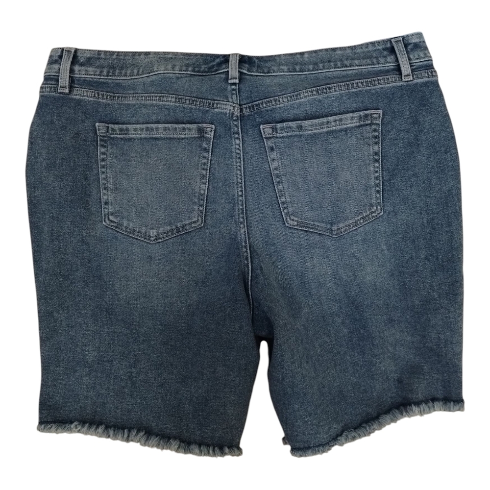 Lane Bryant Boyfriend Bermuda Distressed Blue Denim Shorts Plus Size View 2